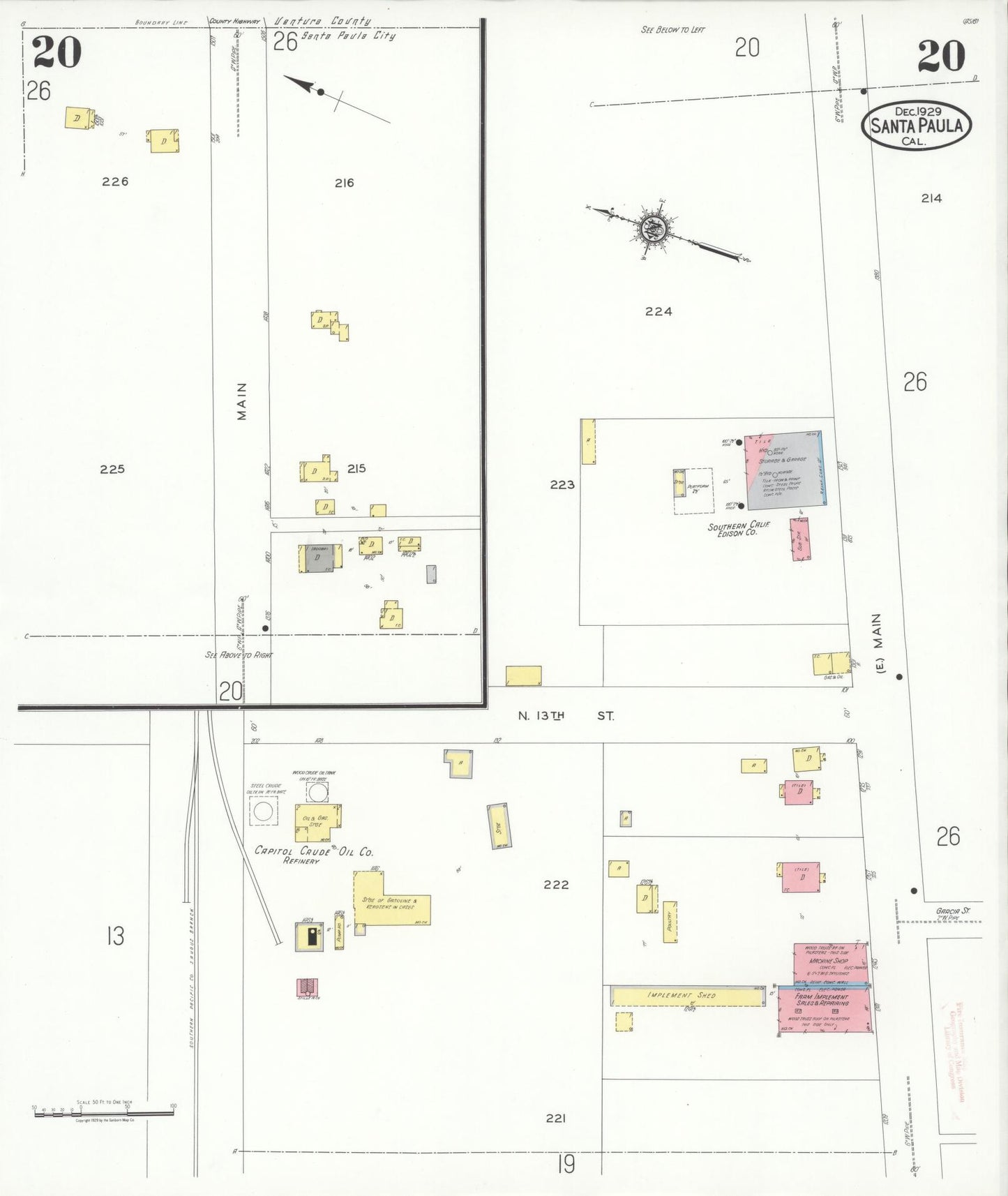 Sanborn Fire Insurance Map from Santa Paula, Ventura County, California (1929), Sheet #0020 - Complete Map Set gallery image, historic Sanborn map, vintage wall art, California California