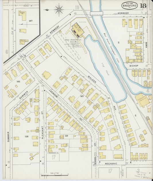 Sanborn Fire Insurance Map from Bradford, McKean County, Pennsylvania (1895), Sheet #0018 - Historic Sanborn Fire Insurance Map Print, vintage old map wall art, antique decor, genealogy gift, Pennsylvania Pennsylvania map