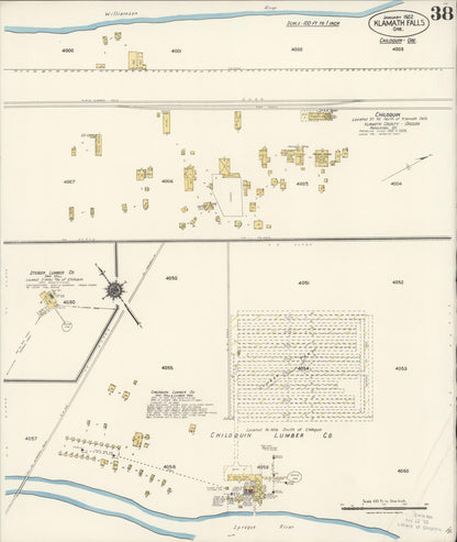 Sanborn Fire Insurance Map from Klamath Falls, Klamath County, Oregon (1921), Sheet #0038 - Complete Map Set gallery image, historic Sanborn map, vintage wall art, Oregon Oregon