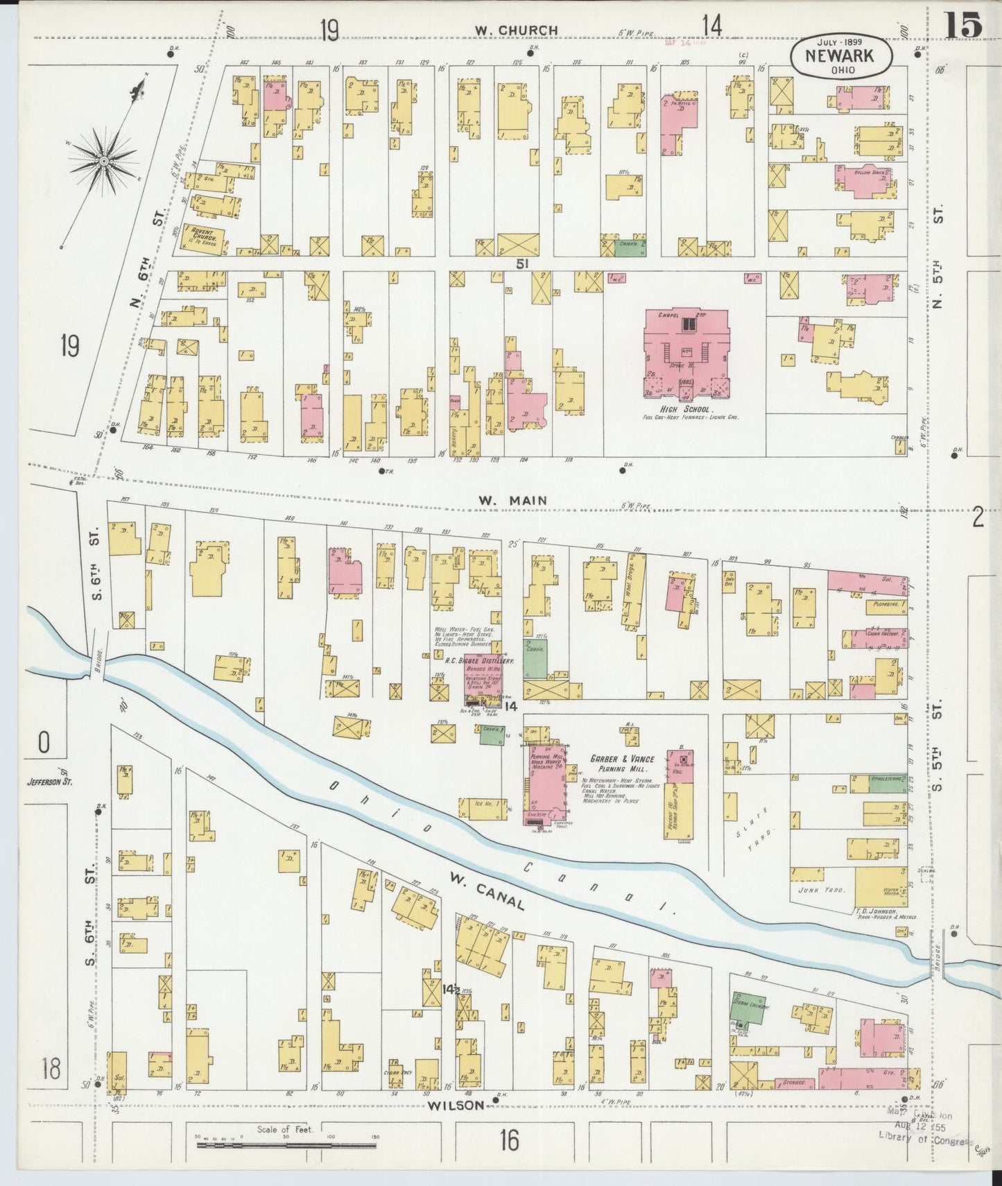 Sanborn Fire Insurance Map from Newark, Licking County, Ohio (1899), Sheet #0015 - Complete Map Set gallery image, historic Sanborn map, vintage wall art, Ohio Ohio