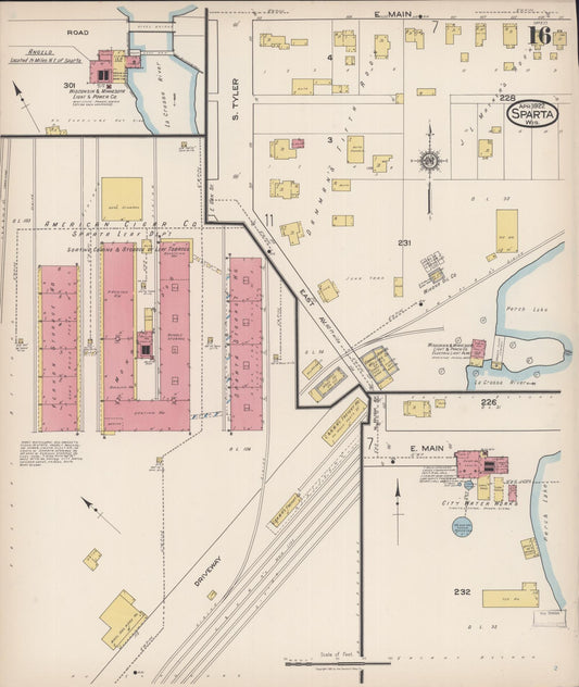Sanborn Fire Insurance Map from Sparta, Monroe County, Wisconsin (1922), Sheet #0016 - Historic Sanborn Fire Insurance Map Print, vintage old map wall art, antique decor, genealogy gift, Wisconsin Wisconsin map