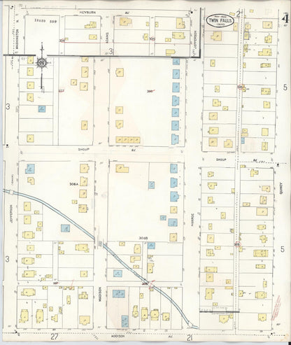 Sanborn Fire Insurance Map from Twin Falls, Twin Falls County, Idaho (1949), Sheet #0004 - Complete Map Set gallery image, historic Sanborn map, vintage wall art, Falls Idaho
