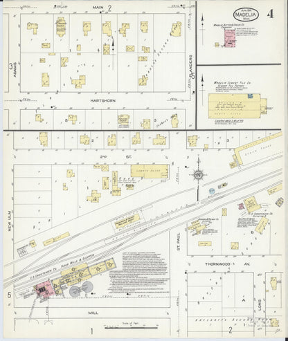 Sanborn Fire Insurance Map from Madelia, Watonwan County, Minnesota (1914), Sheet #0004 - Complete Map Set gallery image, historic Sanborn map, vintage wall art, Minnesota Minnesota