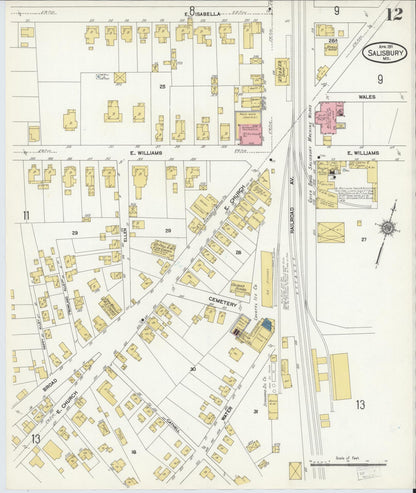 Sanborn Fire Insurance Map from Salisbury, Wicomico County, Maryland (1911), Sheet #0012 - Complete Map Set gallery image, historic Sanborn map, vintage wall art, Maryland Maryland