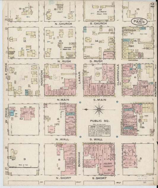 Sanborn Fire Insurance Map from Paris, Lamar County, Texas (1885), Sheet #0002 - Historic Sanborn Fire Insurance Map Print, vintage old map wall art, antique decor, genealogy gift, Texas Texas map
