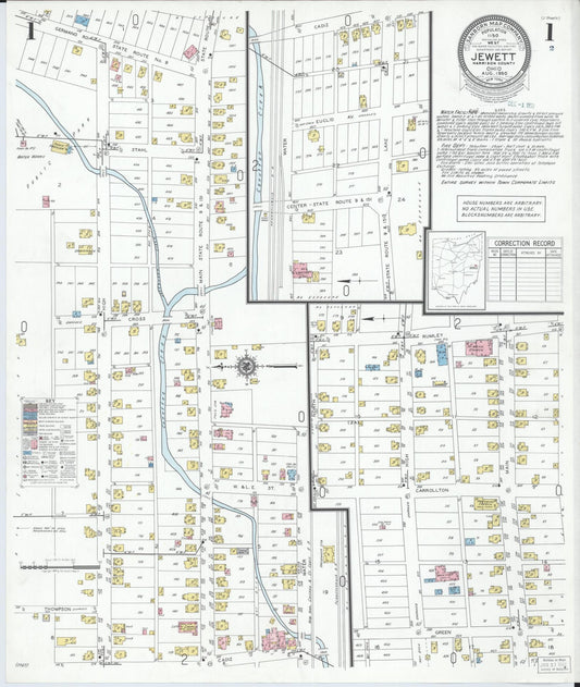 Sanborn Fire Insurance Map from Jewett, Harrison County, Ohio (1950), Sheet #0001 - Historic Sanborn Fire Insurance Map Print, vintage old map wall art, antique decor, genealogy gift, Ohio Ohio map