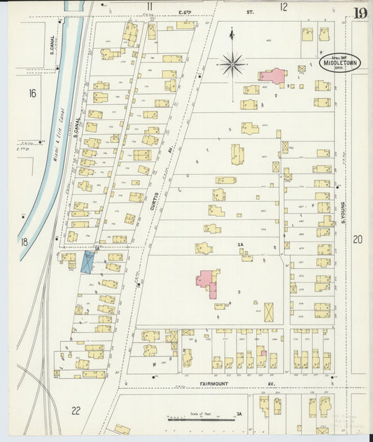 Sanborn Fire Insurance Map from Middletown, Butler County, Ohio (1907), Sheet #0019 - Historic Sanborn Fire Insurance Map Print, vintage old map wall art, antique decor, genealogy gift, Ohio Ohio map