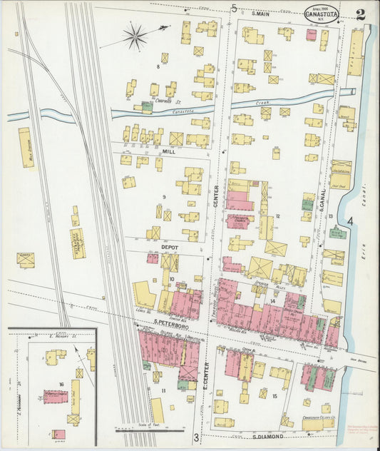 Sanborn Fire Insurance Map from Canastota, Madison County, New York (1900), Sheet #0002 - Historic Sanborn Fire Insurance Map Print, vintage old map wall art, antique decor, genealogy gift, New York New York map