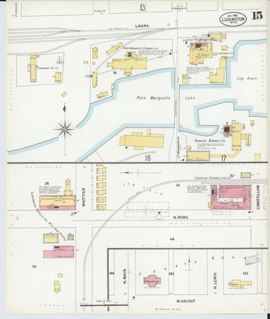 Sanborn Fire Insurance Map from Ludington, Mason County, Michigan (1900), Sheet #0015 - Historic Sanborn Fire Insurance Map Print, vintage old map wall art, antique decor, genealogy gift, Michigan Michigan map