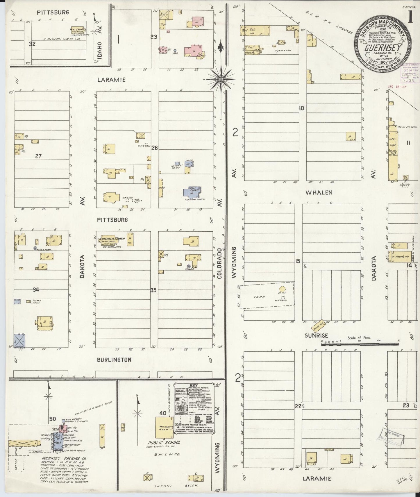 Sanborn Fire Insurance Map from Guernsey, Platte County, Wyoming. (1907) – Historic Sanborn Fire Insurance Map Print