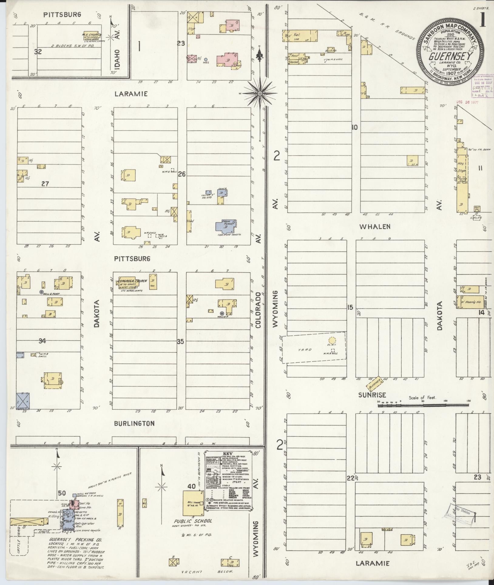 Sanborn Fire Insurance Map from Guernsey, Platte County, Wyoming. (1907) – Historic Sanborn Fire Insurance Map Print