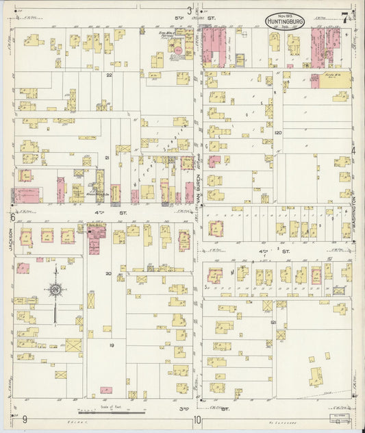 Sanborn Fire Insurance Map from Huntingburg, Dubois County, Indiana (1913), Sheet #0007 - Historic Sanborn Fire Insurance Map Print, vintage old map wall art, antique decor, genealogy gift, Indiana Indiana map