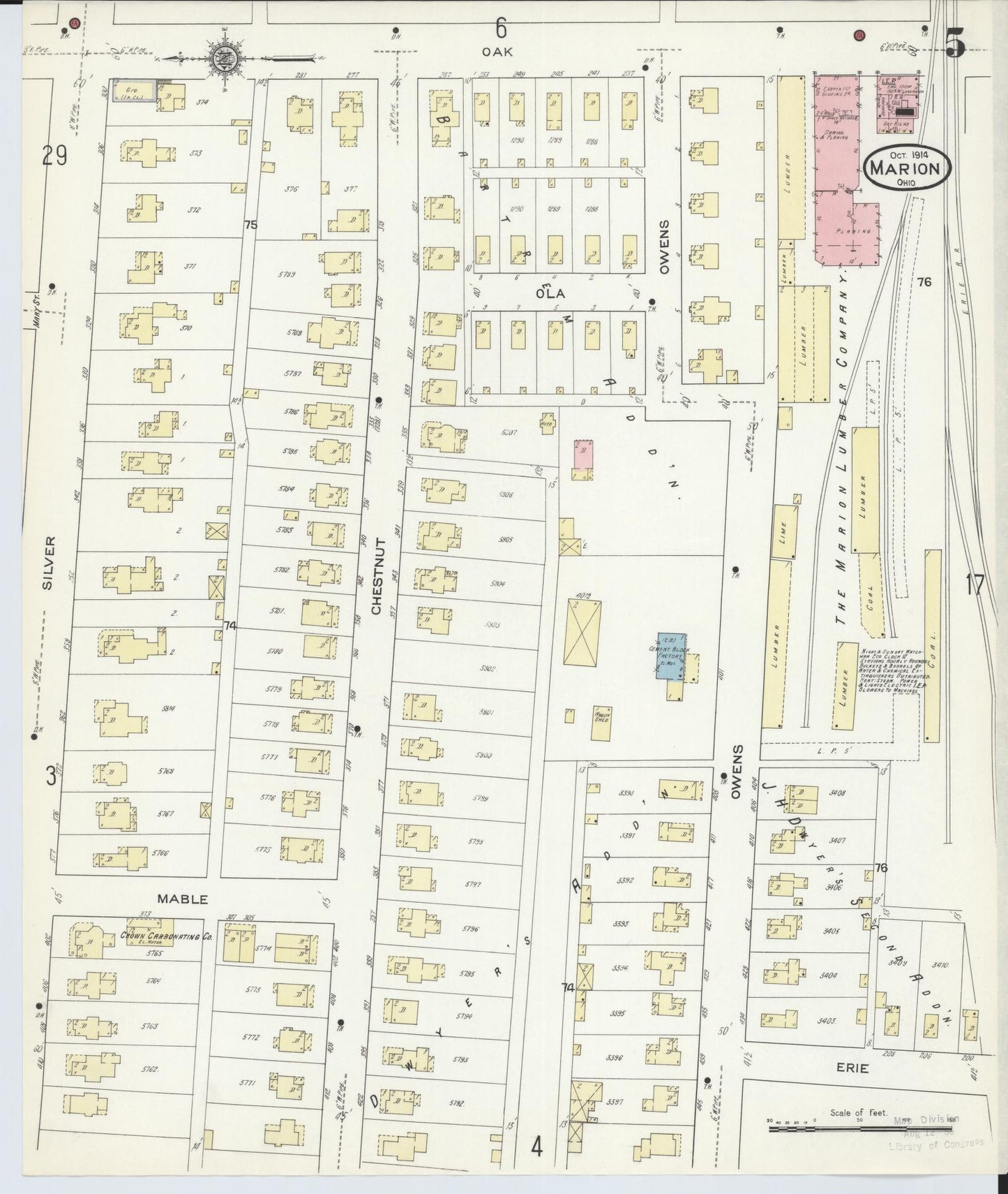 Sanborn Fire Insurance Map from Marion, Marion County, Ohio (1914), Sheet #0005 - Historic Sanborn Fire Insurance Map Print, vintage old map wall art, antique decor, genealogy gift, Ohio Ohio map