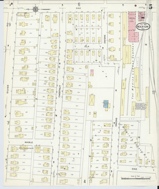 Sanborn Fire Insurance Map from Marion, Marion County, Ohio (1914), Sheet #0005 - Historic Sanborn Fire Insurance Map Print, vintage old map wall art, antique decor, genealogy gift, Ohio Ohio map