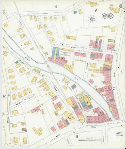 Sanborn Fire Insurance Map from Norwalk, Fairfield County, Connecticut (1906), Sheet #0006 - Complete Map Set gallery image, historic Sanborn map, vintage wall art, Connecticut Connecticut