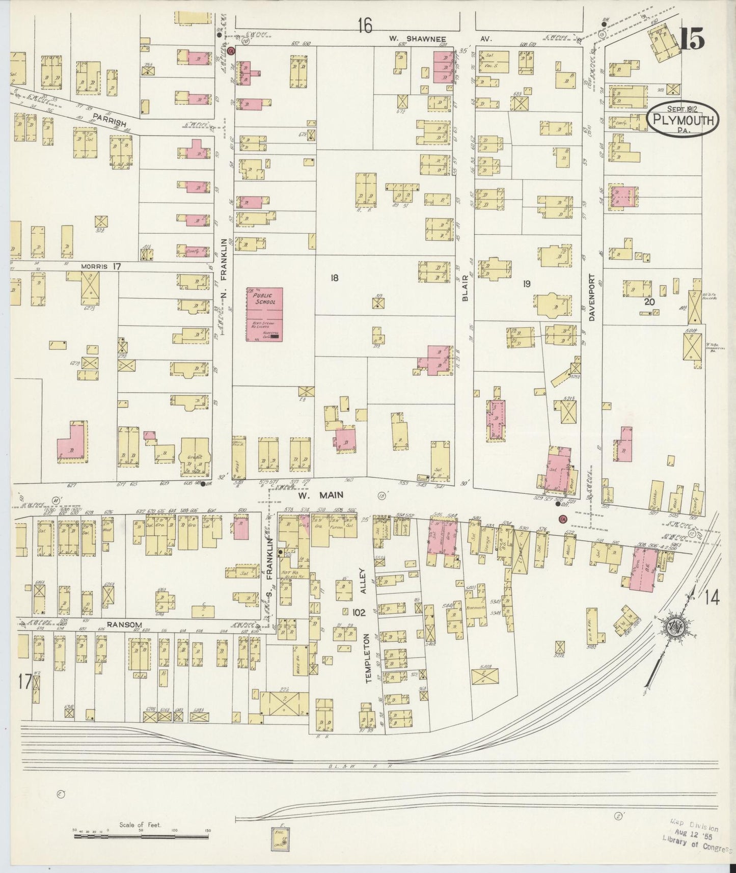 Sanborn Fire Insurance Map from Plymouth, Luzerne County, Pennsylvania (1912), Sheet #0015 - Complete Map Set gallery image, historic Sanborn map, vintage wall art, Pennsylvania Pennsylvania