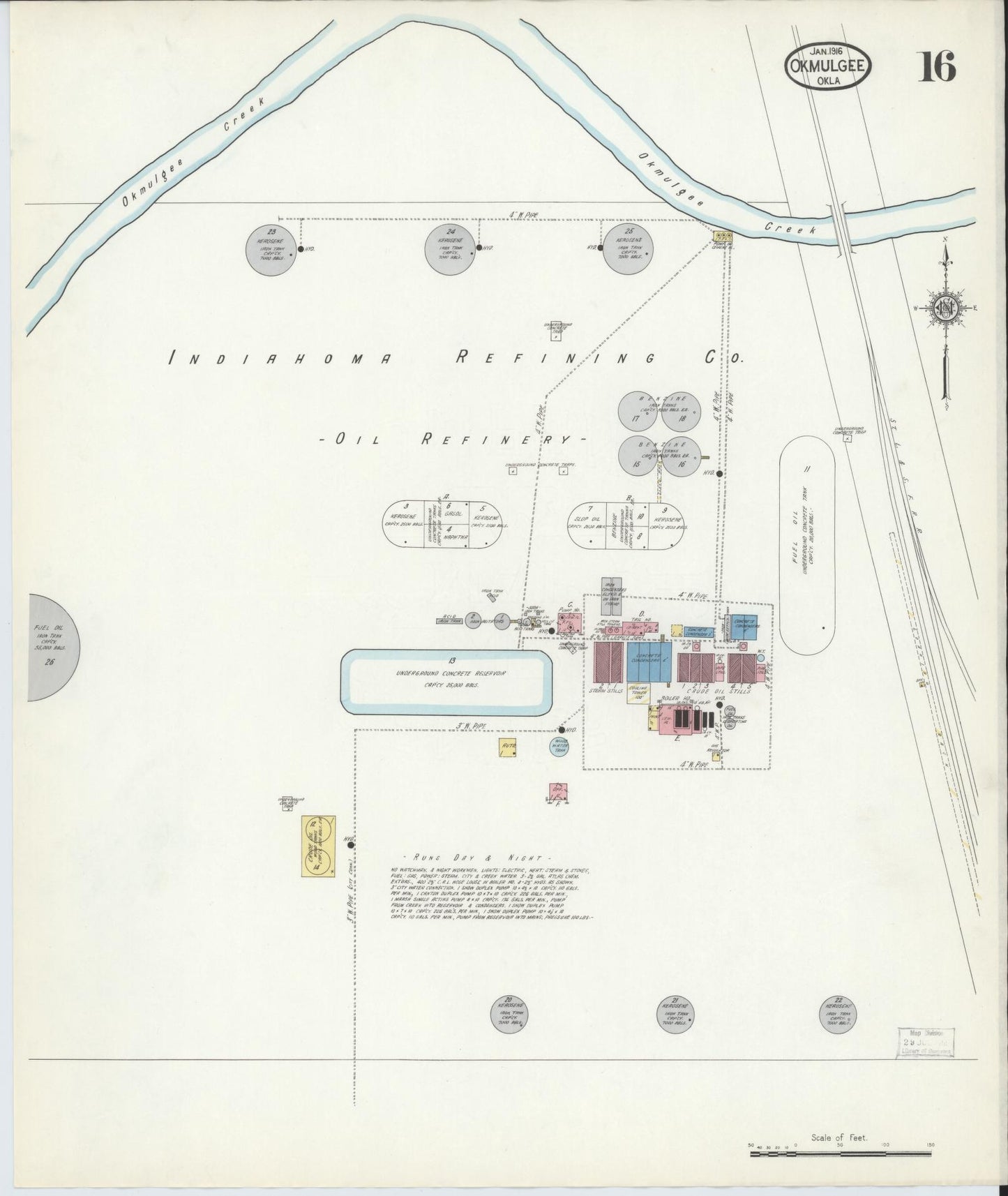 Sanborn Fire Insurance Map from Okmulgee, Okmulgee County, Oklahoma (1916), Sheet #0016 - Complete Map Set gallery image, historic Sanborn map, vintage wall art, Oklahoma Oklahoma