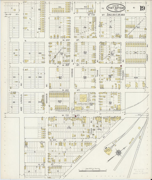 Sanborn Fire Insurance Map from Port Arthur, Jefferson County, Texas (1915), Sheet #0019 - Historic Sanborn Fire Insurance Map Print, vintage old map wall art, antique decor, genealogy gift, Texas Texas map