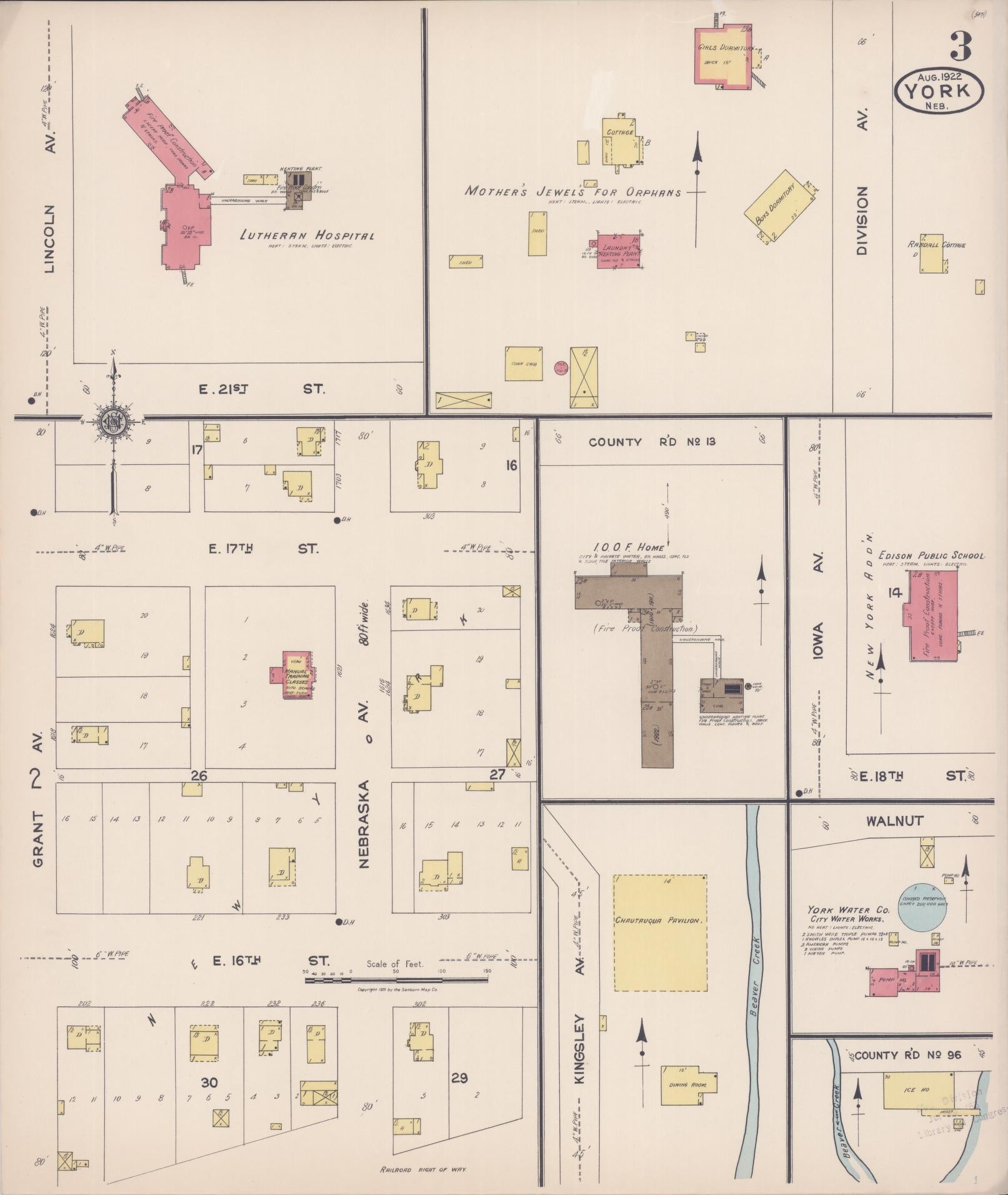 Sanborn Fire Insurance Map from York, York County, Nebraska (1922), Sheet #0003 - Complete Map Set gallery image, historic Sanborn map, vintage wall art, Nebraska Nebraska