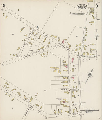 Sanborn Fire Insurance Map from Belfast, Waldo County, Maine (1923), Sheet #0009 - Complete Map Set gallery image, historic Sanborn map, vintage wall art, Maine Maine