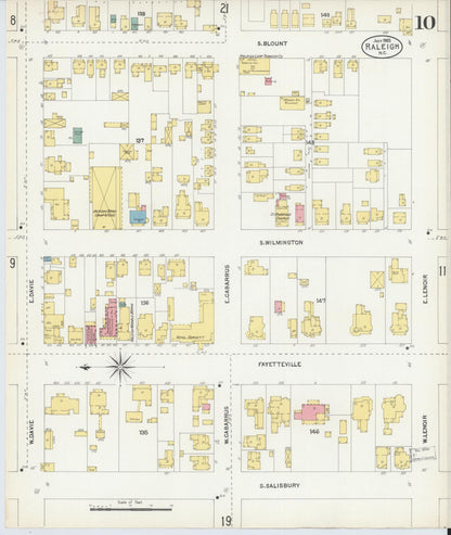Sanborn Fire Insurance Map from Raleigh, Wake County, North Carolina (1903), Sheet #0010 - Historic Sanborn Fire Insurance Map Print, vintage old map wall art, antique decor, genealogy gift, North Carolina North Carolina map