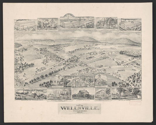 View of Wellsville, Pennsylvania 1903 (1903) – Historic Bird’s-Eye View Panorama Print