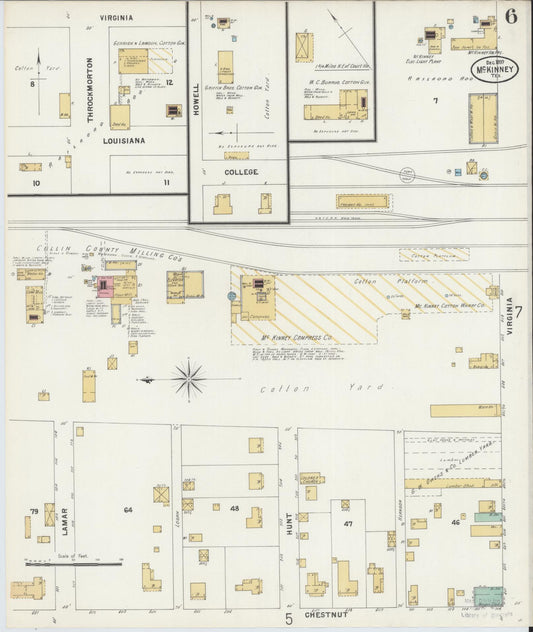 Sanborn Fire Insurance Map from McKinney, Collin County, Texas (1897), Sheet #0006 - Historic Sanborn Fire Insurance Map Print, vintage old map wall art, antique decor, genealogy gift, Texas Texas map