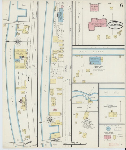 Sanborn Fire Insurance Map from Palmyra, Wayne County, New York (1889), Sheet #0006 - Historic Sanborn Fire Insurance Map Print, vintage old map wall art, antique decor, genealogy gift, New York New York map