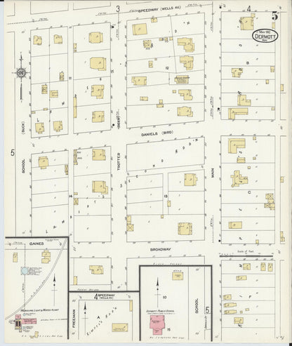 Sanborn Fire Insurance Map from Dermott, Chicot County, Arkansas (1912), Sheet #0005 - Complete Map Set gallery image, historic Sanborn map, vintage wall art, Arkansas Arkansas