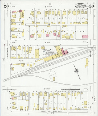 Sanborn Fire Insurance Map from Circleville, Pickaway County, Ohio (1927), Sheet #0020 - Complete Map Set gallery image, historic Sanborn map, vintage wall art, Ohio Ohio