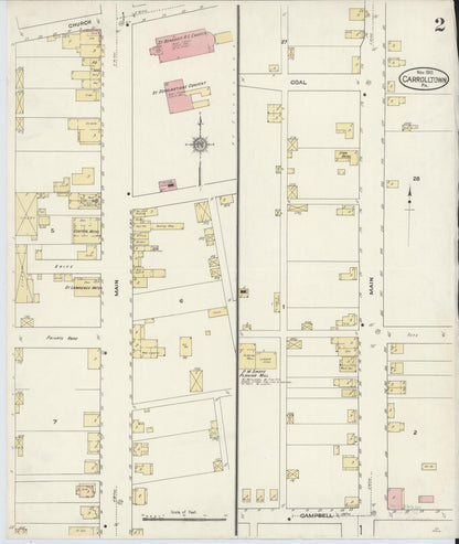 Sanborn Fire Insurance Map from Carrolltown, Cambria County, Pennsylvania (1910), Sheet #0002 - Complete Map Set gallery image, historic Sanborn map, vintage wall art, Pennsylvania Pennsylvania