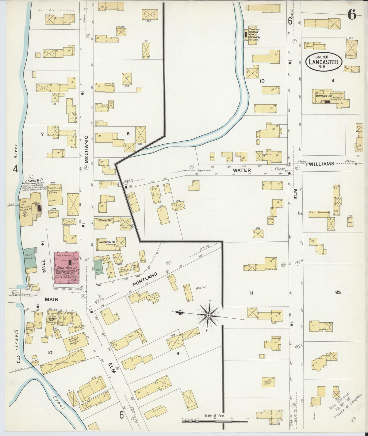 Sanborn Fire Insurance Map from Lancaster, Coos County, New Hampshire (1908), Sheet #0006 - Complete Map Set gallery image, historic Sanborn map, vintage wall art, New Hampshire New Hampshire