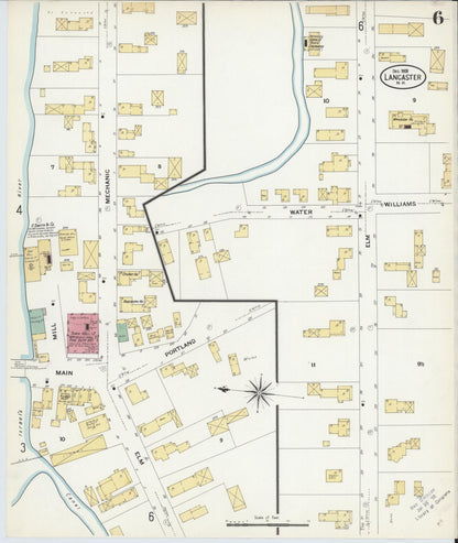 Sanborn Fire Insurance Map from Lancaster, Coos County, New Hampshire (1908), Sheet #0006 - Complete Map Set gallery image, historic Sanborn map, vintage wall art, New Hampshire New Hampshire