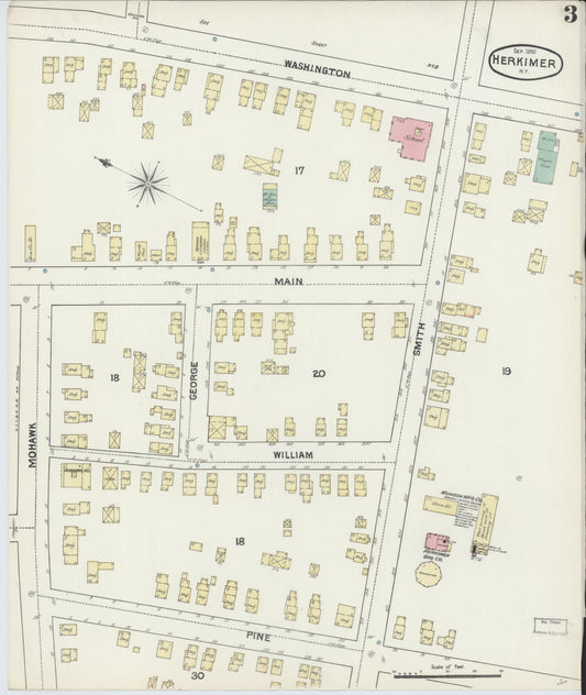 Sanborn Fire Insurance Map from Herkimer, Herkimer County, New York (1890), Sheet #0003 - Historic Sanborn Fire Insurance Map Print, vintage old map wall art, antique decor, genealogy gift, New York New York map