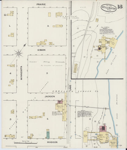 Sanborn Fire Insurance Map from Stillwater, Washington County, Minnesota (1888), Sheet #0018 - Historic Sanborn Fire Insurance Map Print, vintage old map wall art, antique decor, genealogy gift, Minnesota Minnesota map