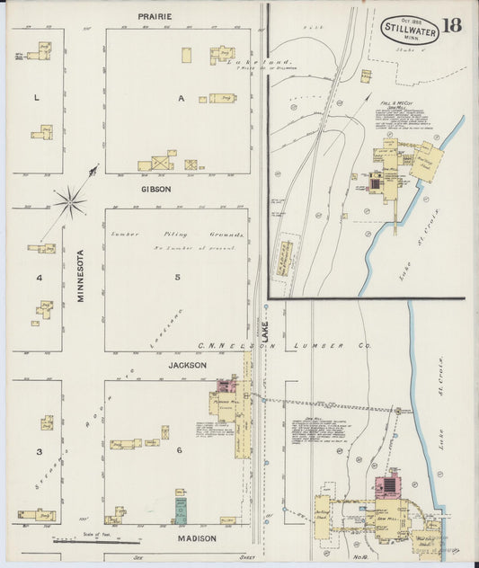 Sanborn Fire Insurance Map from Stillwater, Washington County, Minnesota (1888), Sheet #0018 - Historic Sanborn Fire Insurance Map Print, vintage old map wall art, antique decor, genealogy gift, Minnesota Minnesota map