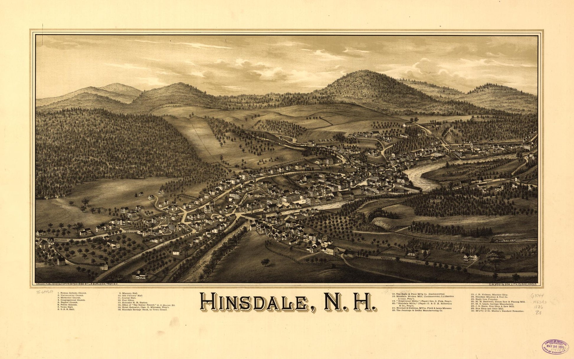 Hinsdale, N.H. (1886) – Historic Bird’s-Eye View Panorama Print
