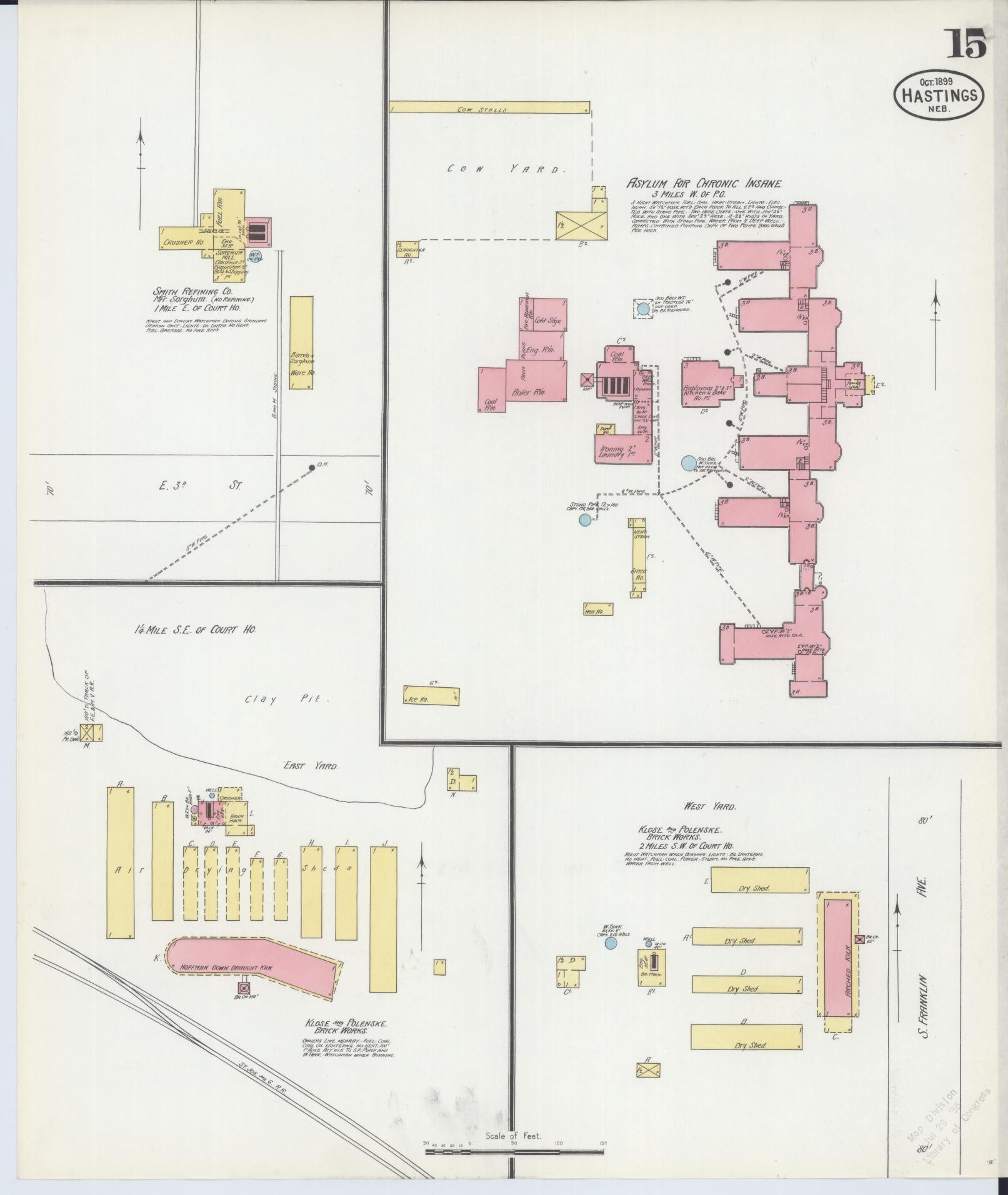 Sanborn Fire Insurance Map from Hastings, Adams County, Nebraska (1899), Sheet #0015 - Historic Sanborn Fire Insurance Map Print, vintage old map wall art, antique decor, genealogy gift, Nebraska Nebraska map