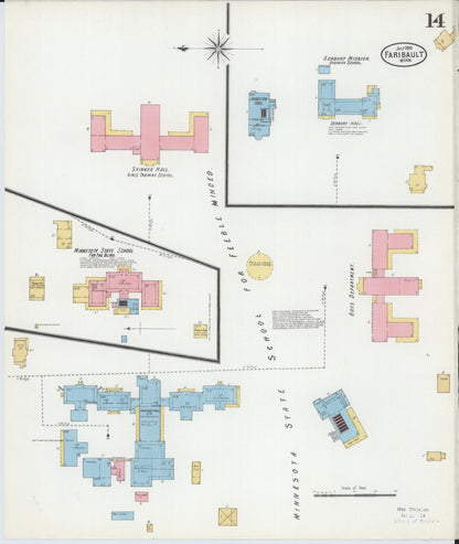Sanborn Fire Insurance Map from Faribault, Rice County, Minnesota (1899), Sheet #0014 - Complete Map Set gallery image, historic Sanborn map, vintage wall art, Minnesota Minnesota