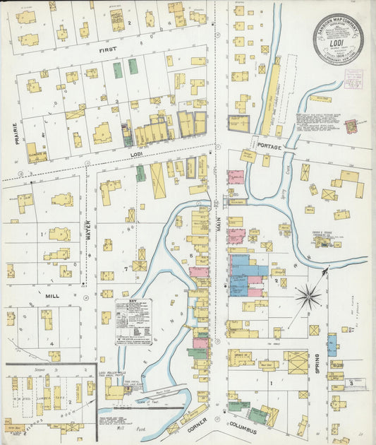 Sanborn Fire Insurance Map from Lodi, Columbia County, Wisconsin (1904), Sheet #0001 - Historic Sanborn Fire Insurance Map Print, vintage old map wall art, antique decor, genealogy gift, Wisconsin Wisconsin map