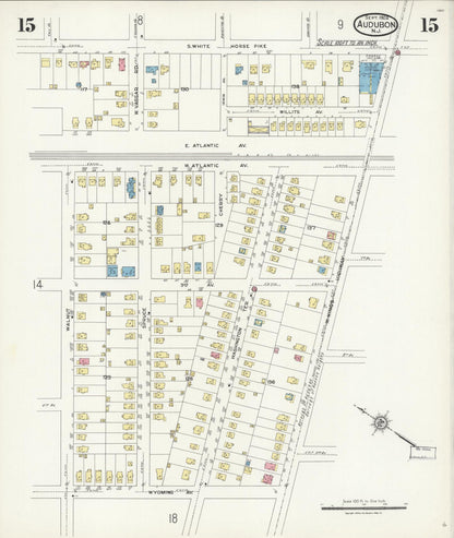 Sanborn Fire Insurance Map from Audubon, Camden County, New Jersey (1924), Sheet #0015 - Historic Sanborn Fire Insurance Map Print, vintage old map wall art, antique decor, genealogy gift, New Jersey New Jersey map