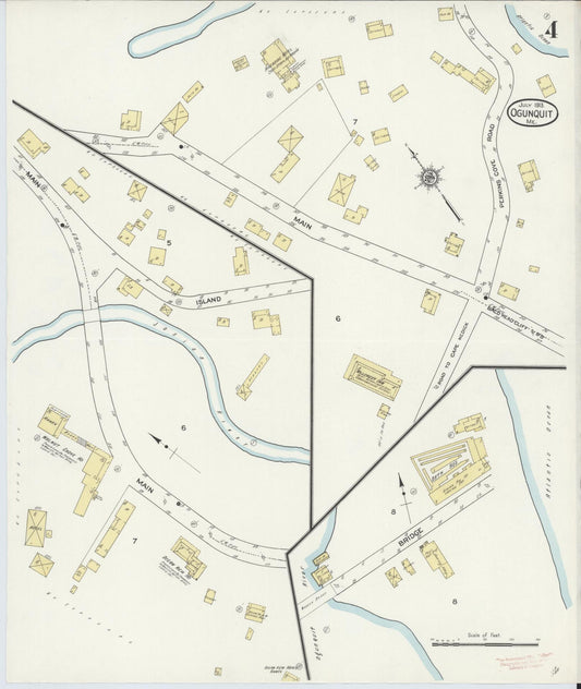 Sanborn Fire Insurance Map from Ogunquit, York County, Maine (1913), Sheet #0004 - Historic Sanborn Fire Insurance Map Print, vintage old map wall art, antique decor, genealogy gift, Maine Maine map