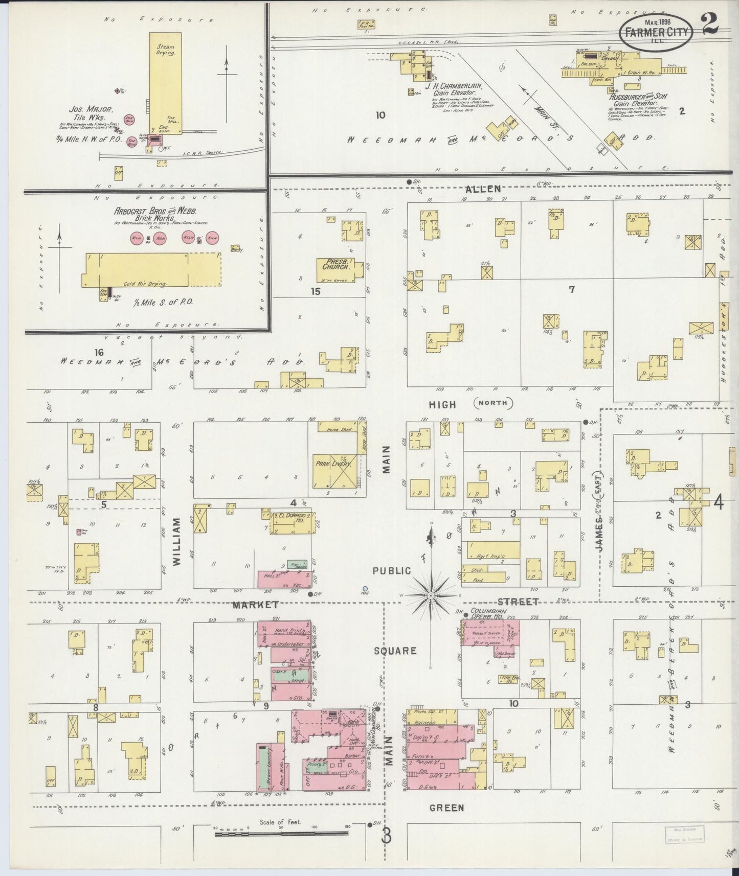 Sanborn Fire Insurance Map from Farmer City, De Witt County, Illinois (1898), Sheet #0002 - Complete Map Set gallery image, historic Sanborn map, vintage wall art, Illinois Illinois