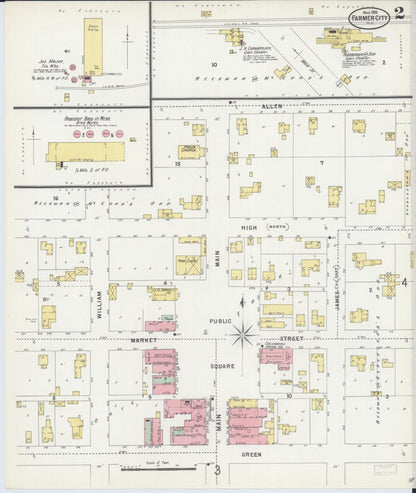 Sanborn Fire Insurance Map from Farmer City, De Witt County, Illinois (1898), Sheet #0002 - Complete Map Set gallery image, historic Sanborn map, vintage wall art, Illinois Illinois