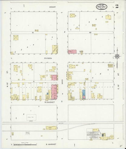 Sanborn Fire Insurance Map from Red Oak, Latimer County, Oklahoma (1913), Sheet #0002 - Complete Map Set gallery image, historic Sanborn map, vintage wall art, Oklahoma Oklahoma