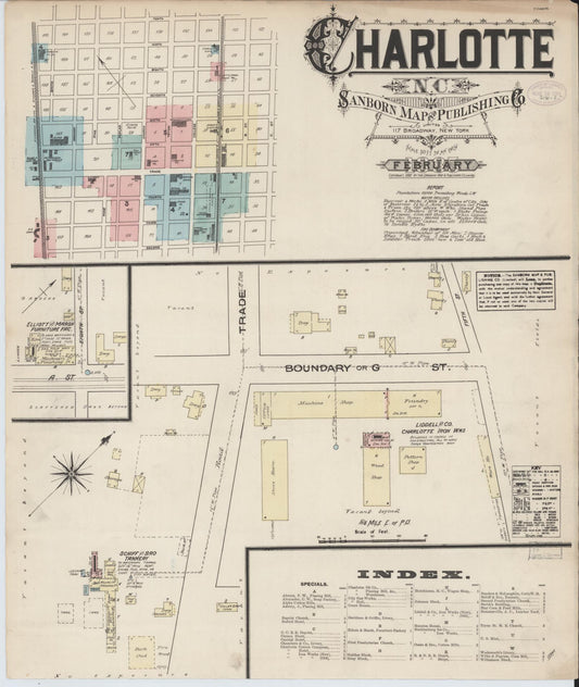 Sanborn Fire Insurance Map from Charlotte, Mecklenburg County, North Carolina (1885), Sheet #0001 - Historic Sanborn Fire Insurance Map Print, vintage old map wall art, antique decor, genealogy gift, North Carolina North Carolina map