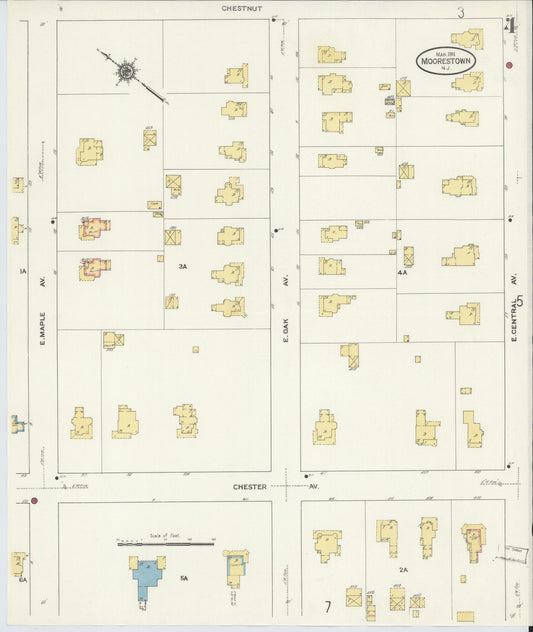 Sanborn Fire Insurance Map from Moorestown, Burlington County, New Jersey (1911), Sheet #0004 - Historic Sanborn Fire Insurance Map Print, vintage old map wall art, antique decor, genealogy gift, New Jersey New Jersey map