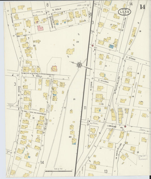 Sanborn Fire Insurance Map from Lead, Lawrence County, South Dakota (1915), Sheet #0014 - Historic Sanborn Fire Insurance Map Print, vintage old map wall art, antique decor, genealogy gift, South Dakota South Dakota map