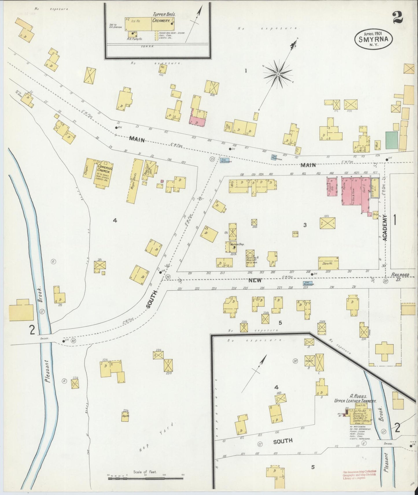 Sanborn Fire Insurance Map from Smyrna, Chenango County, New York (1901), Sheet #0002 - Complete Map Set gallery image, historic Sanborn map, vintage wall art, New York New York