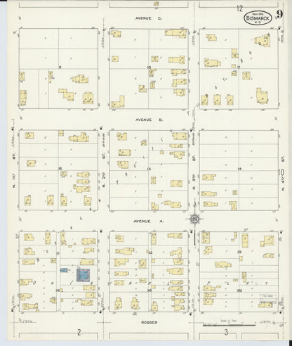 Sanborn Fire Insurance Map from Bismarck, Burleigh County, North Dakota (1912), Sheet #0009 - Complete Map Set gallery image, historic Sanborn map, vintage wall art, North Dakota North Dakota
